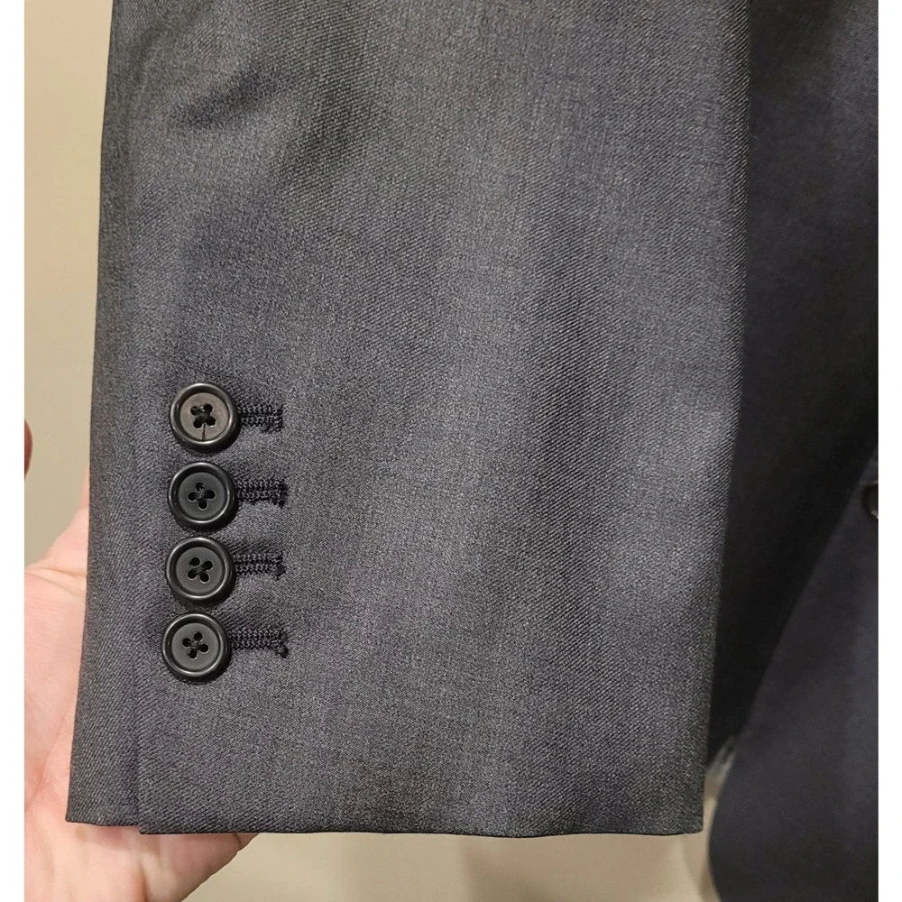 Brioni Mens Gray Wool Colosse Double Vented Blazer Suit Jacket Size 44R Classic